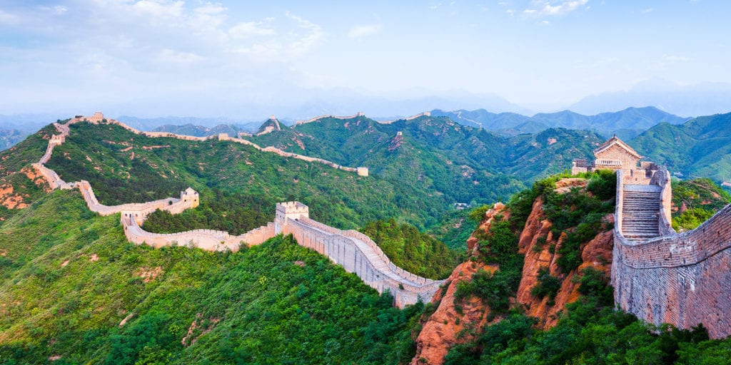 Great Wall of China snaking into distance
