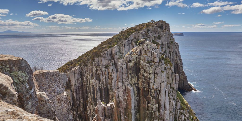 Dramatic cliffs rising from the ocean at Cape Hauy, Tasmania
