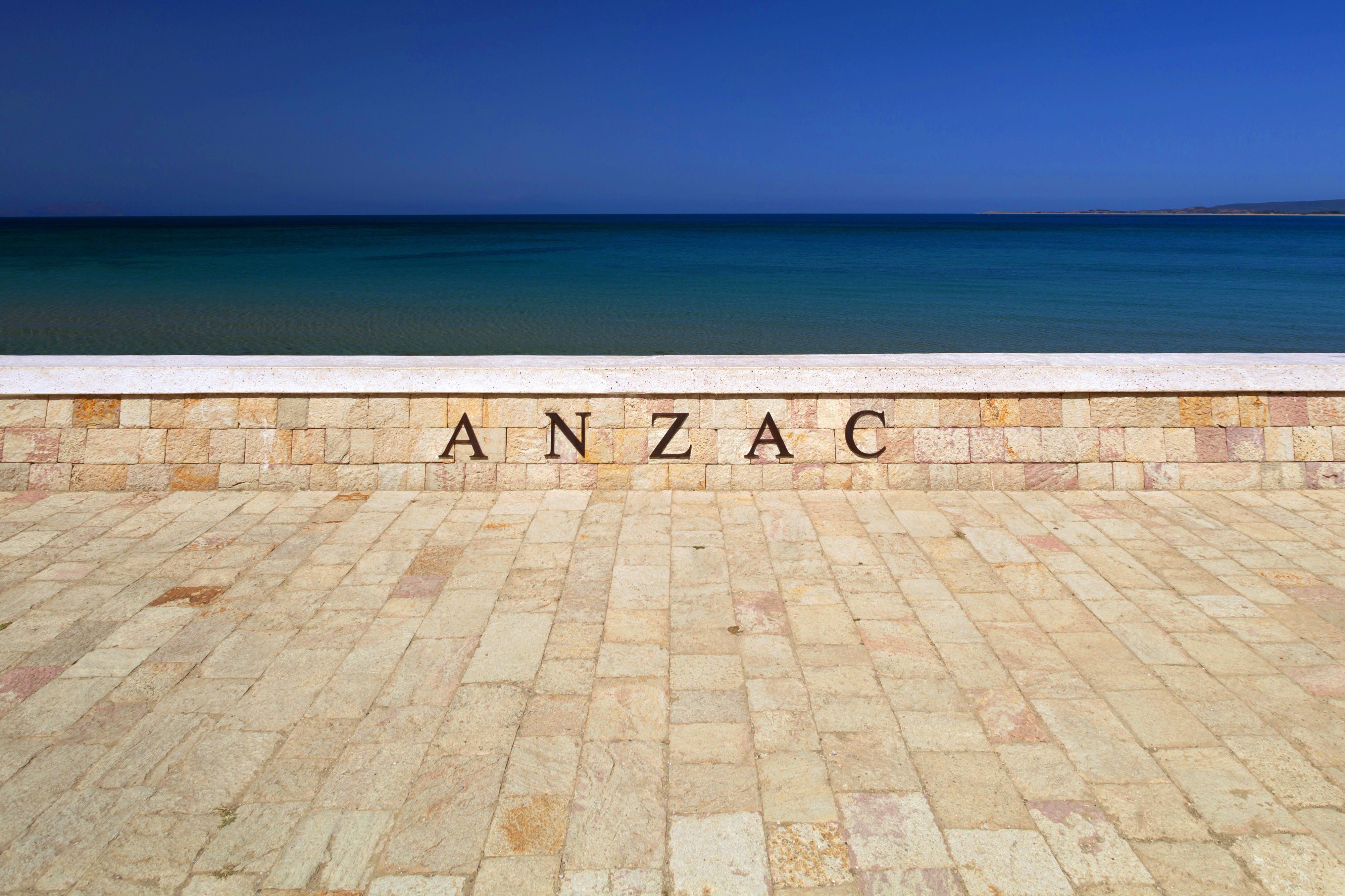 Wall with the word Anzac inscribed on it near Anzac Cove