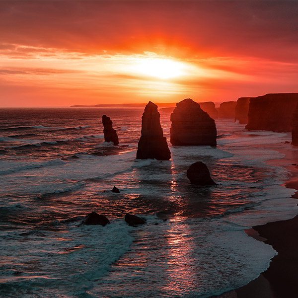 Twelve Apostles at dusk. Victoria, Australia