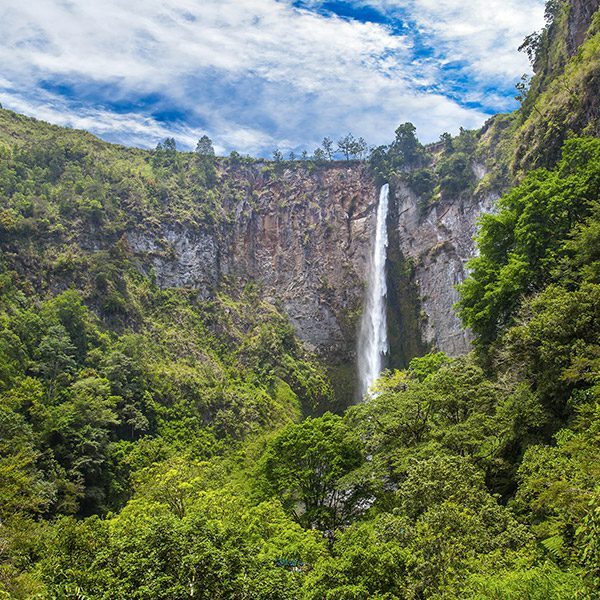 Sipiso Piso Waterfall in Sumatra