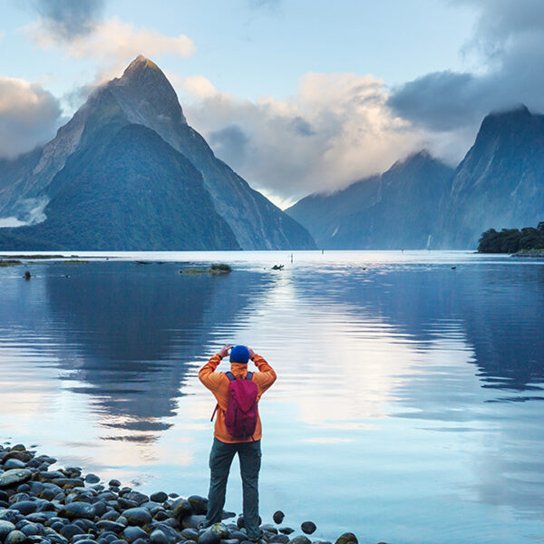 Taking a photo FIORDLAND NATIONAL PARK New Zealand