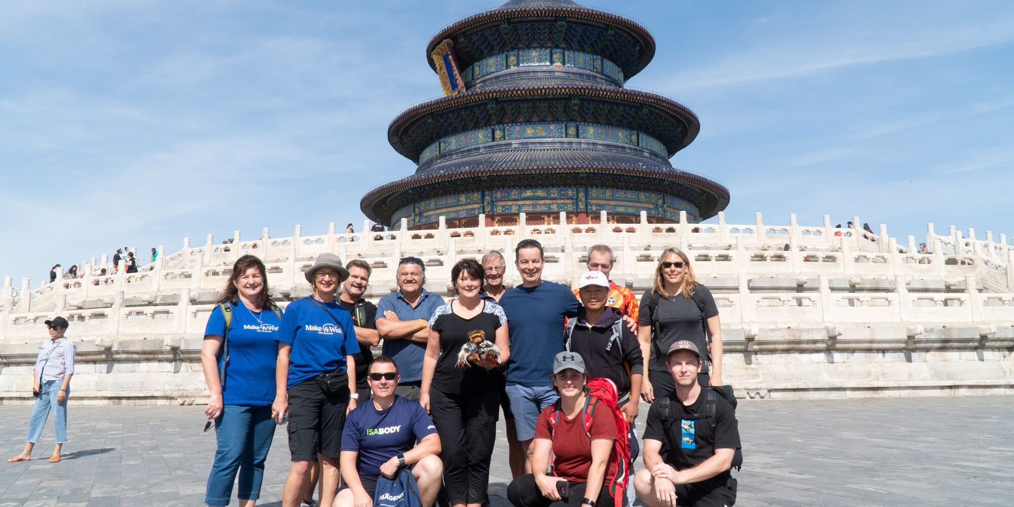 Team photo in front of Forbidden City, China for Make-A-Wish Foundation